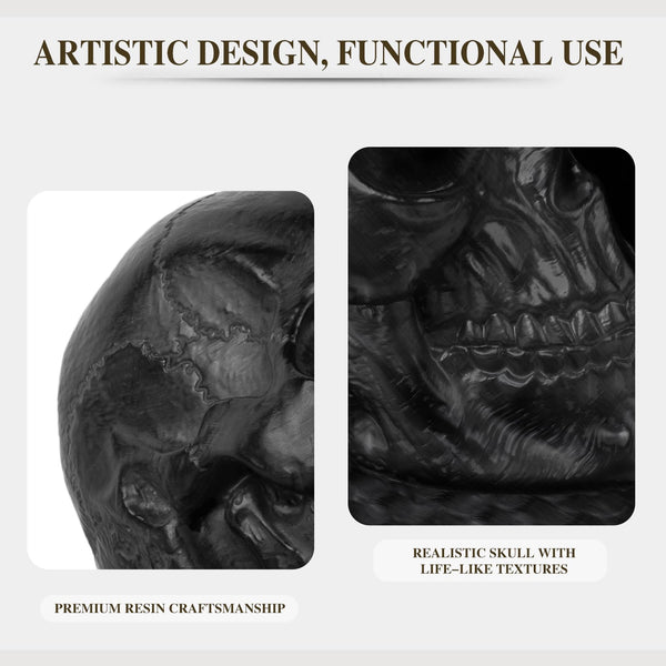 Gothic Skull Bookends – Antique Resin Decorative Book Support