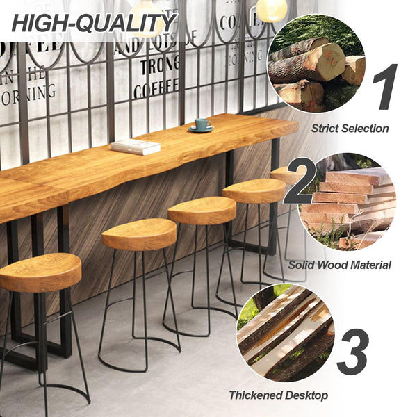 Solid Wood Bar Height Pub Table with Metal Frame