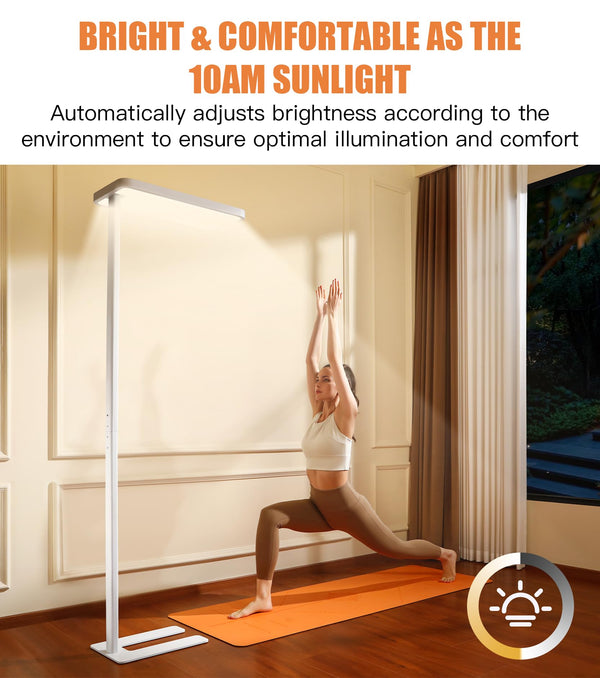 LED Floor Lamp with Motion Sensor – 9500LM, 4000K, Dimmable, Eye-Care Standing Light