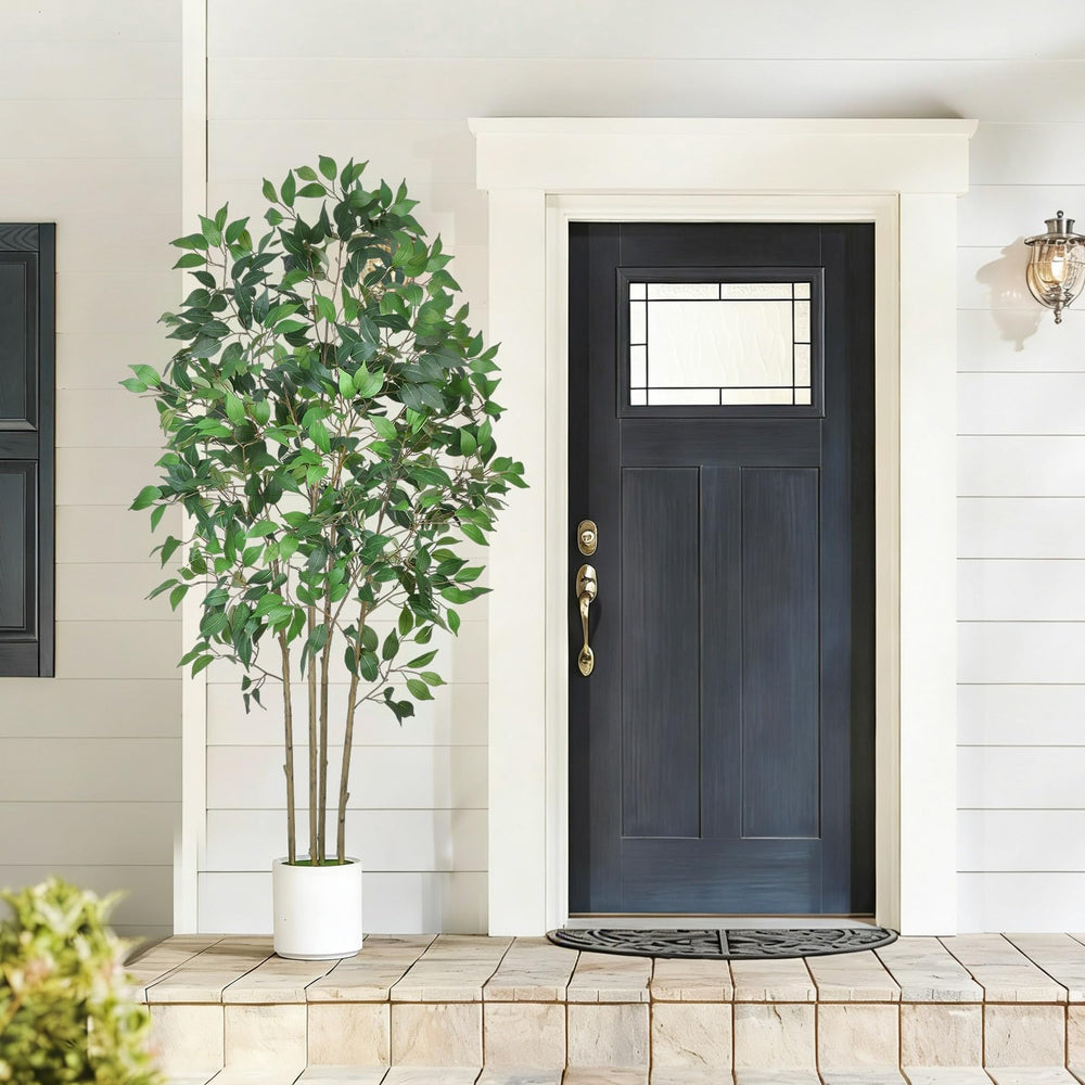 6 ft Artificial Ficus Tree with White Planter