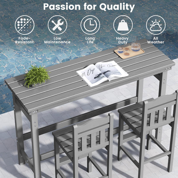 Outdoor HDPE Bar Table 41" Counter Height Rectangle Patio Bar Table