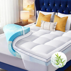 Dual Layer 4 Inch Memory Foam Mattress Topper with Pillow Top