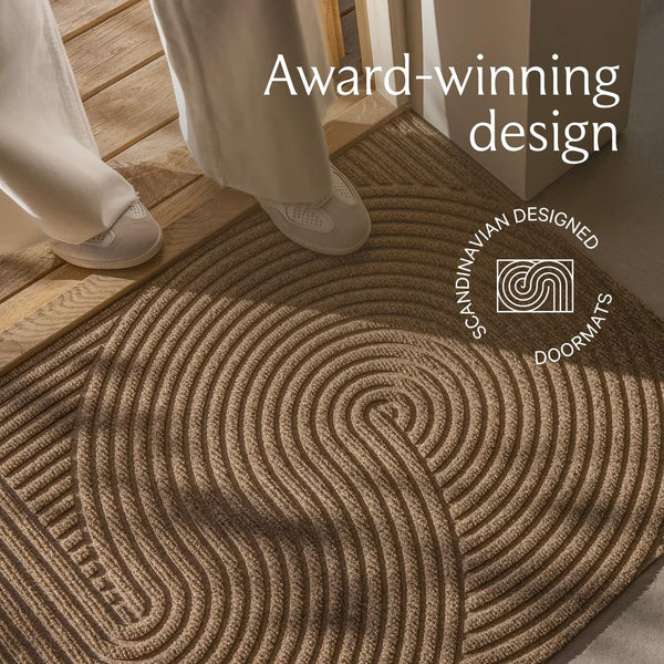 Indoor Outdoor Door Mat - Recycled Plastic & Rubber, Beige, 33" x 51"