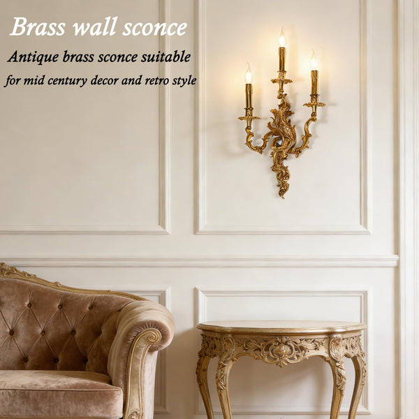 Brass Wall Sconce Mid Century Art Deco Candlestick Light