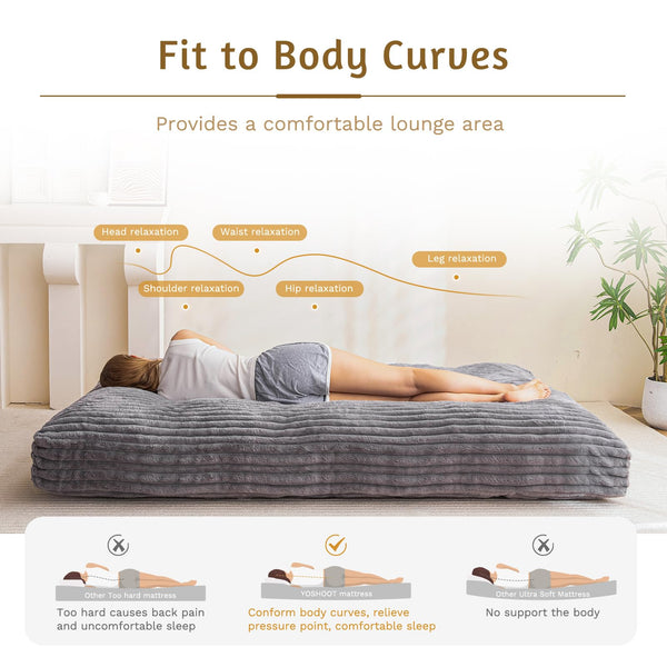6" Futon Mattress Full Size – Sofa Bed & Floor Mattress, Medium Firm, Grey