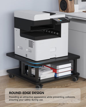 2-Tier Printer Stand with Wheels and Storage Shelf