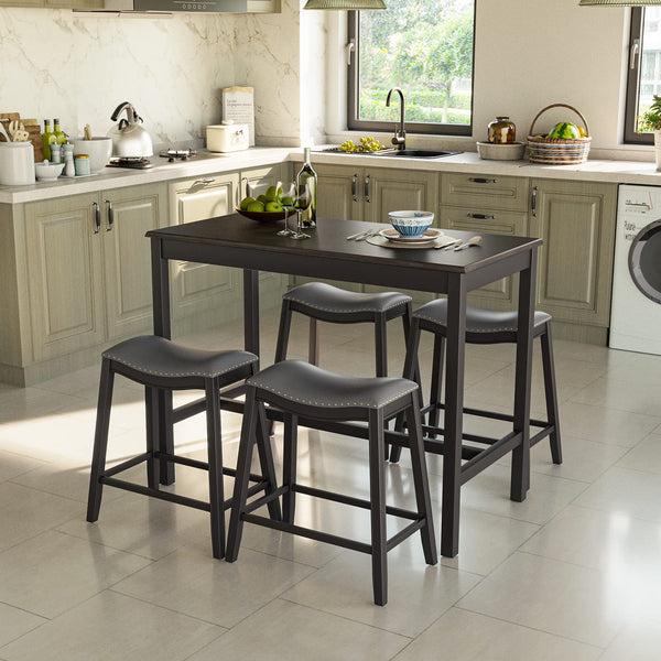 5-Piece Counter Height Dining Set with 4 Upholstered Stools