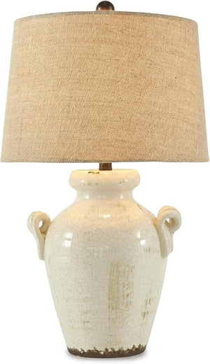 Textured Bronze Metal Table Lamp - Antique Brown Finish