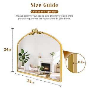Vintage Arched Bow Wall Mirror – Gold Metal Frame
