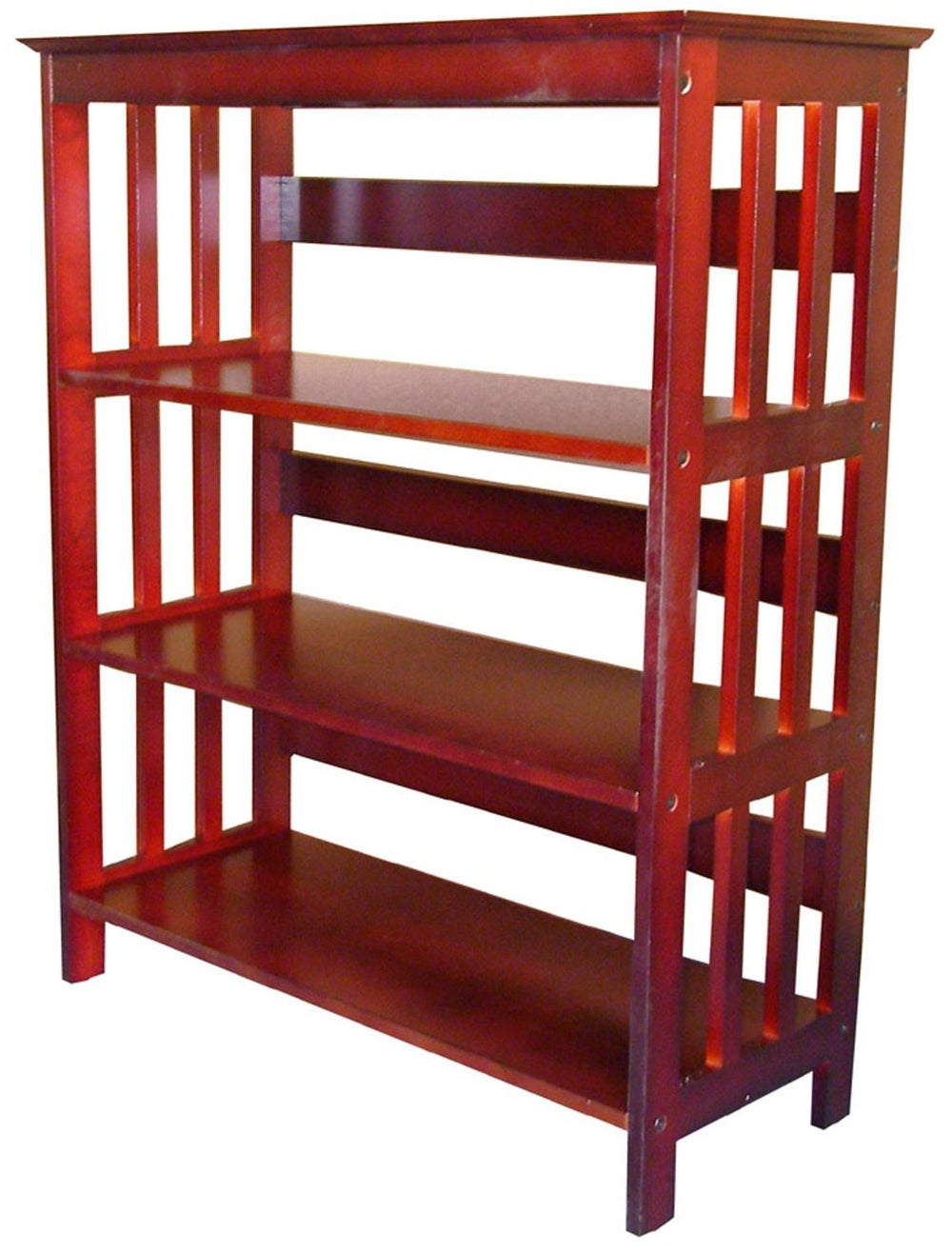 Pine Wood 4-Tier Bookcase, Cherry