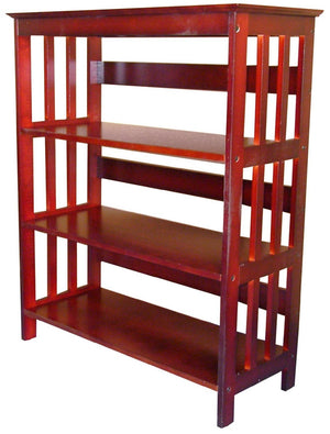 Pine Wood 4-Tier Bookcase, Cherry