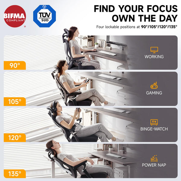 Ergonomic High-Back Mesh Office Chair with 5D Flip-Up Armrests