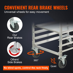 Commercial Bun Pan Rack with Brake Wheels — 10 or 20-Tier