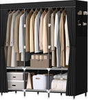Portable Wardrobe Closet with 3 Hanging Rods & 6 Shelves