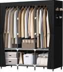 Portable Wardrobe Closet with Hanging Rods & Storage Shelves