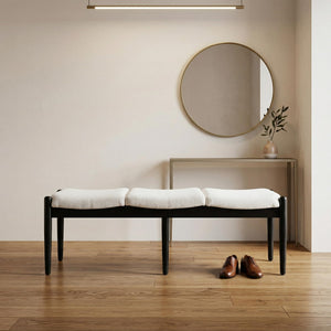 55 Inch Upholstered Ottoman Bench with Wood Legs