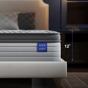 King Hybrid Mattress – 12 Inch Firm, Gel Memory Foam & Pocket Springs