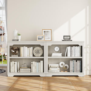 2-Tier Engineered Wood Bookshelf with Open Display Storage