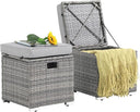 2-Piece Outdoor Patio Storage Ottomans with Cushions