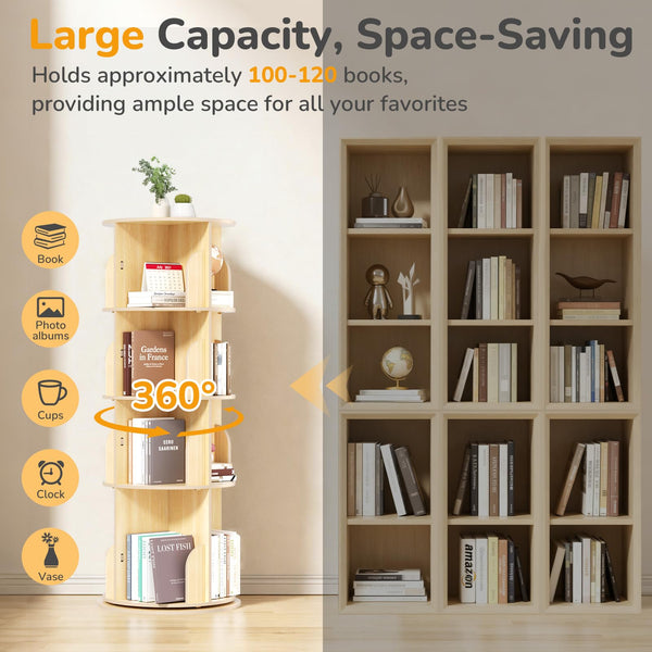 360° Rotating Bookshelf Tower
