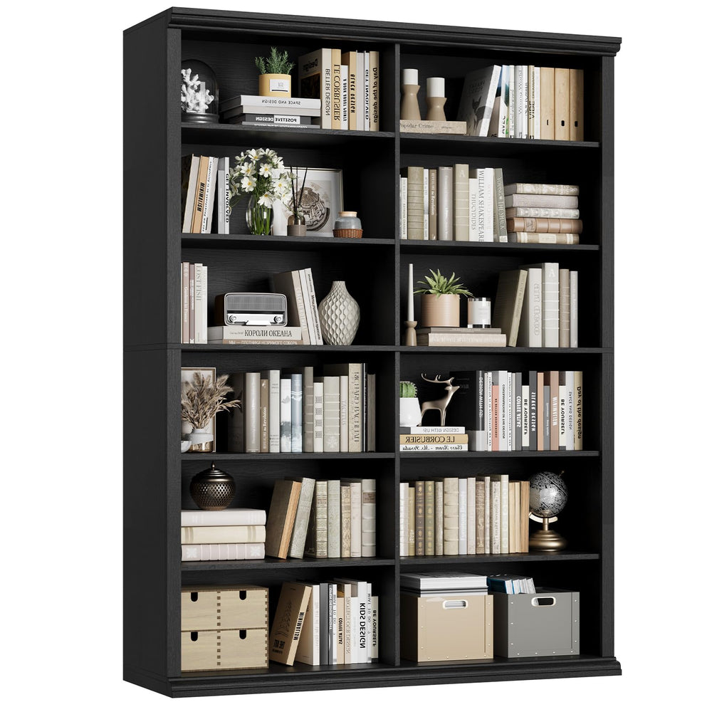 Extra Large Double Bookcase with 6 Shelves