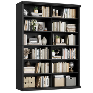 Extra Large Double Bookcase with 6 Shelves