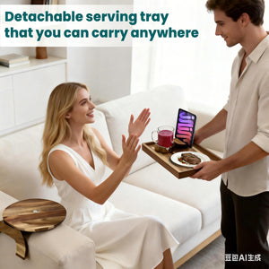 360° Rotating Sofa Arm Tray Table with Cup Holder & Phone Stand