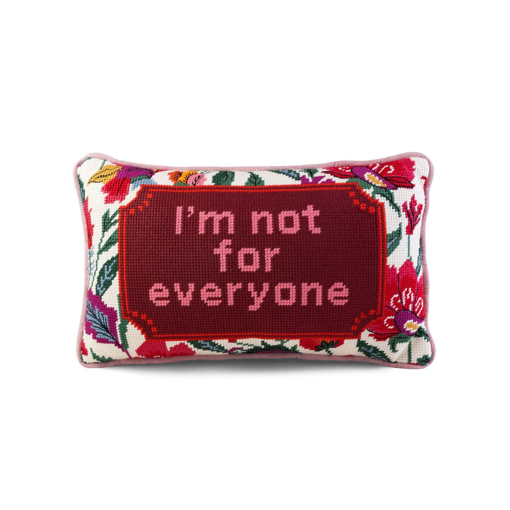 Needlepoint Throw Pillow - Not for Everyone - 9"x15" Small - Red Cotton
