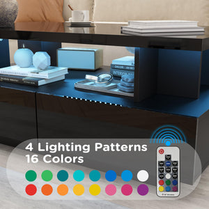 LED Coffee Table with 4 Drawers & High-Gloss Finish