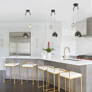 2-Light Crystal Pendant Light with Globe Metal Shade