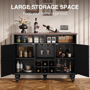 45" Wine Bar Cabinet with Wine Rack & Glass Holder