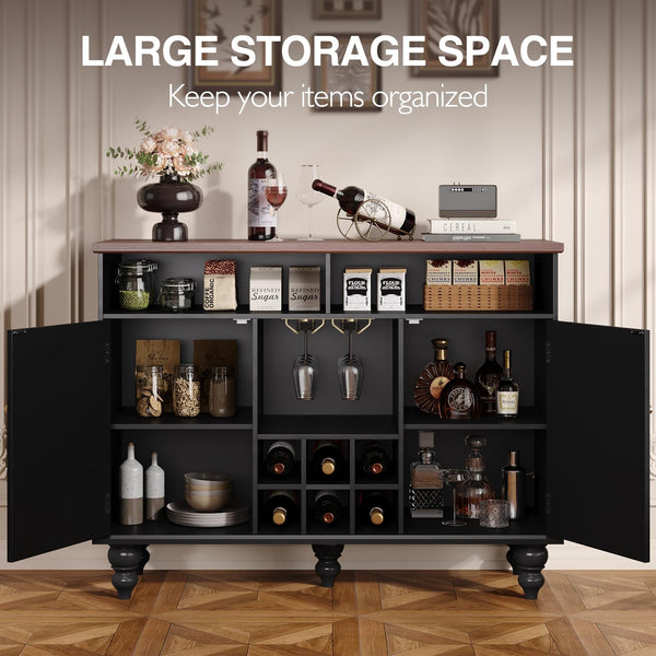 45" Wine Bar Cabinet with Wine Rack & Glass Holder