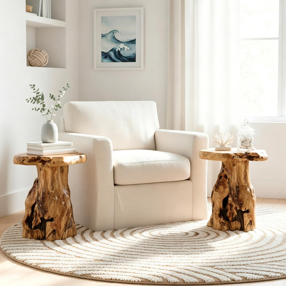 Natural Tree Stump Side Table — Live Edge, 19"