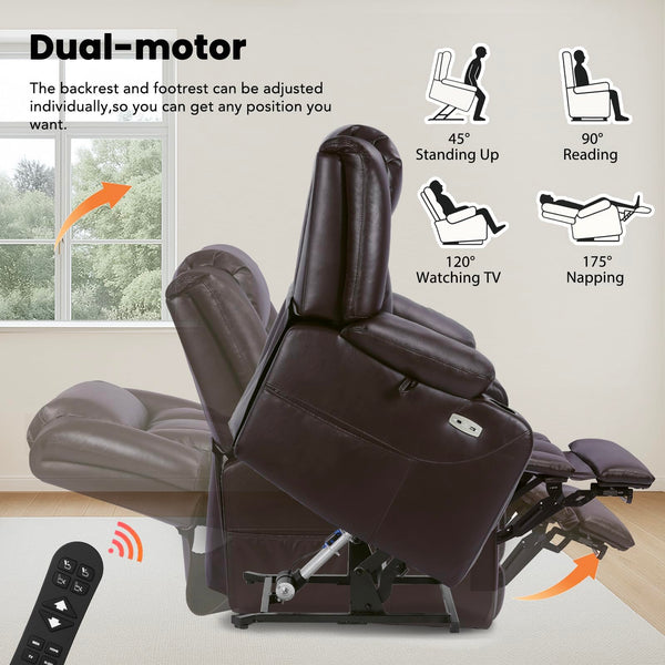 Power Lift Recliner Chair with Massage & Heat — Oversized, 400 lbs