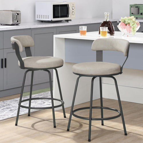 Swivel Counter Height Bar Stools Set of 2 with Back