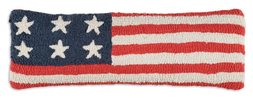 Stars and Stripes Hand-Hooked Wool Throw Pillow 8x24