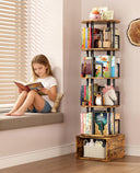 5-Tier Rotating Bookshelf with Storage Cabinet