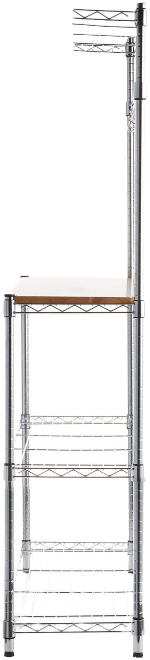 3-Tier Kitchen Baker's Rack with Wood Shelf and Chrome Wire Shelves