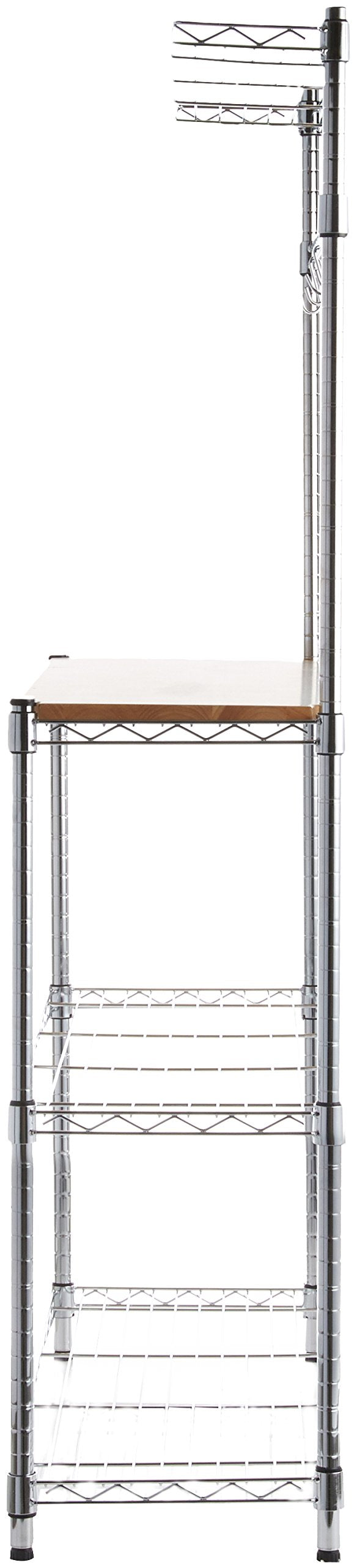 3-Tier Kitchen Baker's Rack with Wood Shelf and Chrome Wire Shelves