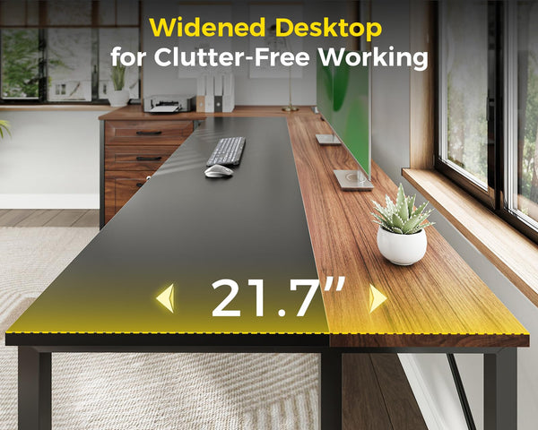 61" L-Shaped Office Desk with Drawers, File Cabinet & Power Outlets