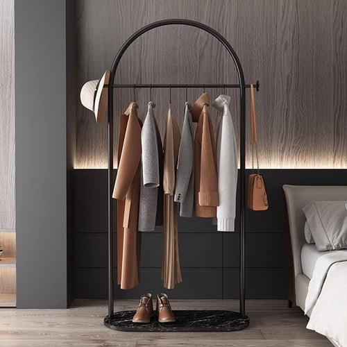N-Shaped Coat Rack with Marble Base & 2 Hooks