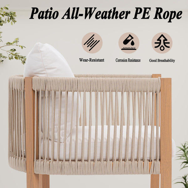 Outdoor Rope Dining Chairs with Cushions