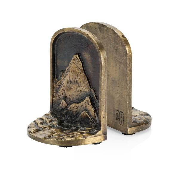 Mountain Range Cast Iron Bookends Set