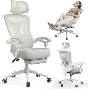 Ergonomic Office Chair with Footrest & Reclining Mesh Back