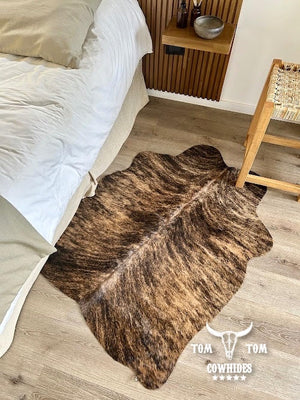 Small Dark Brindle Genuine Cowhide Rug 4ft x 3.5ft