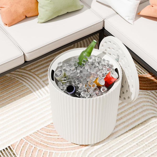 Outdoor Cooler Side Table with Removable Lid and Storage