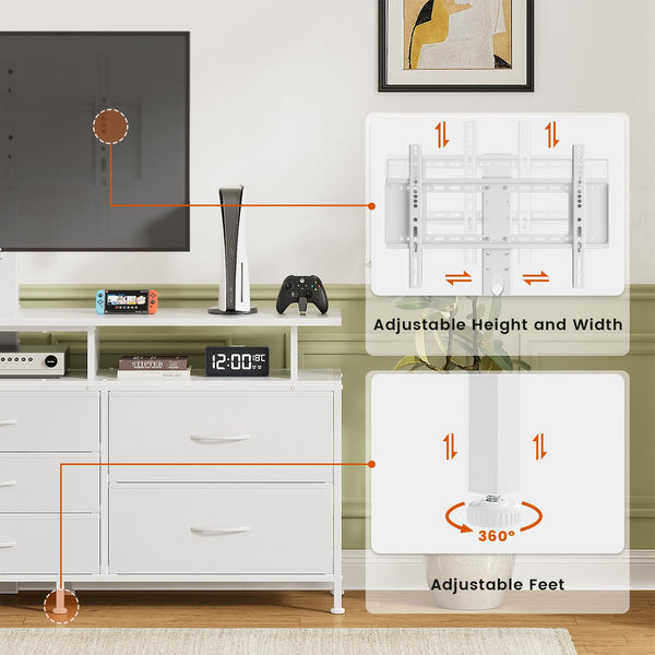 63" TV Stand with Adjustable Mount & 7 Drawers