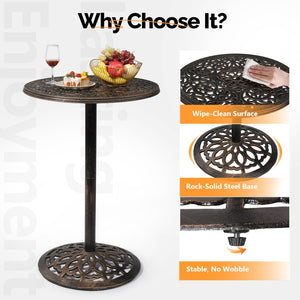 Round Outdoor Bar Table – Cast Aluminum Patio Pub Table