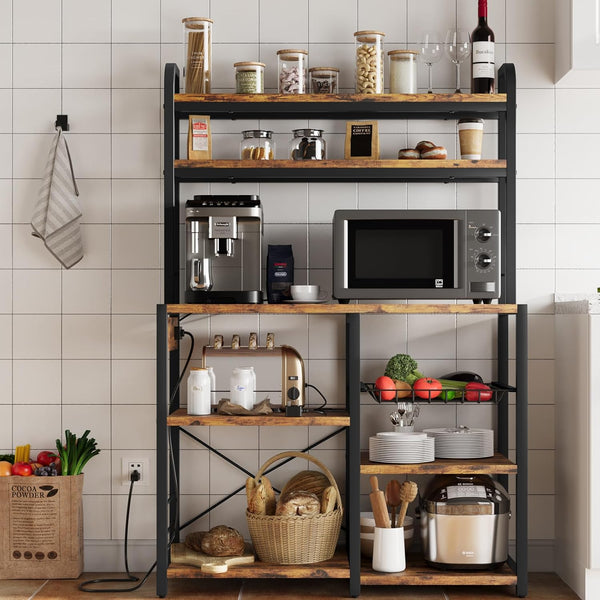 5-Tier Baker's Rack with Power Outlets & Wire Basket