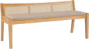 Low Back Cane Bench with Upholstered Seat